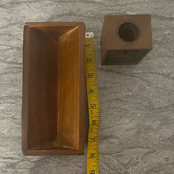 Vintage Lasercraft Walnut Wood Engraved Tall Ships Paper clip/Pen Holder Tray - Picture 14 of 15